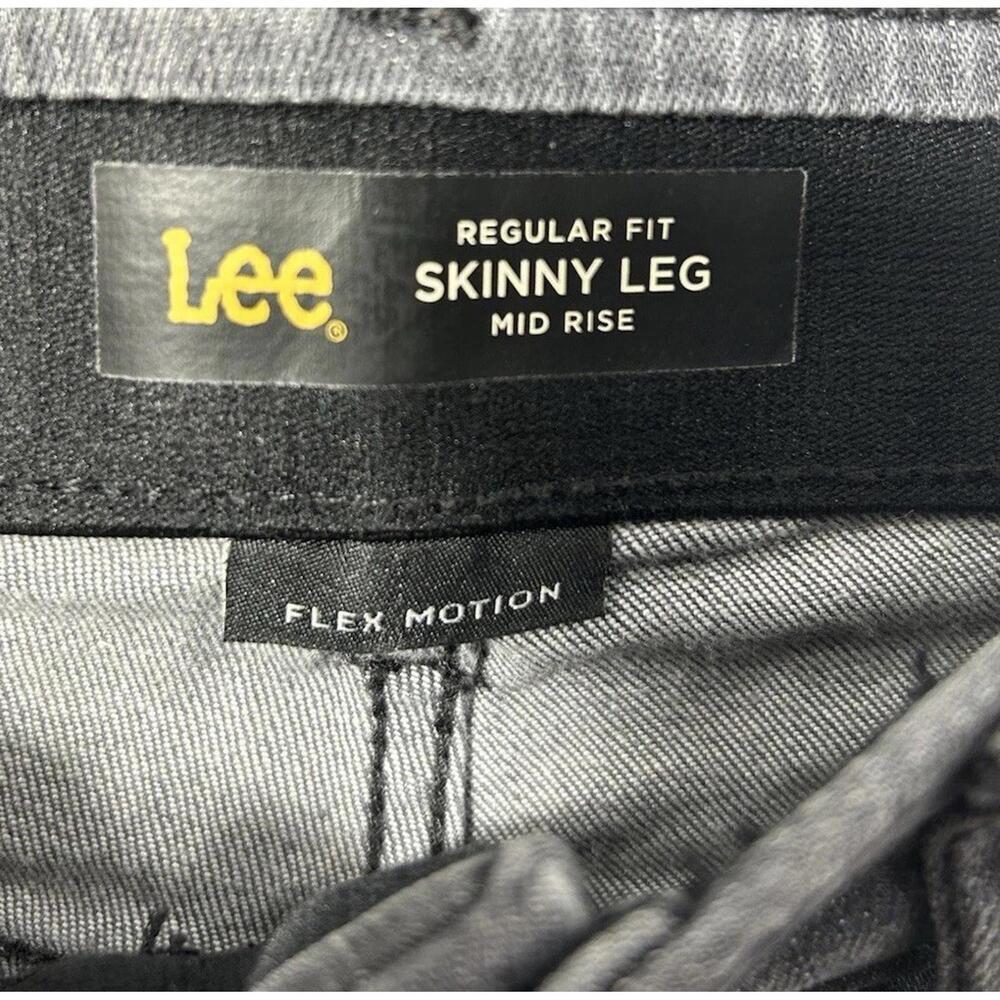 Lee Jeans Gray Denim Regular Fit Skinny Leg Mid Rise Jeans Flex Motion Size 8 - Picture 3 of 4